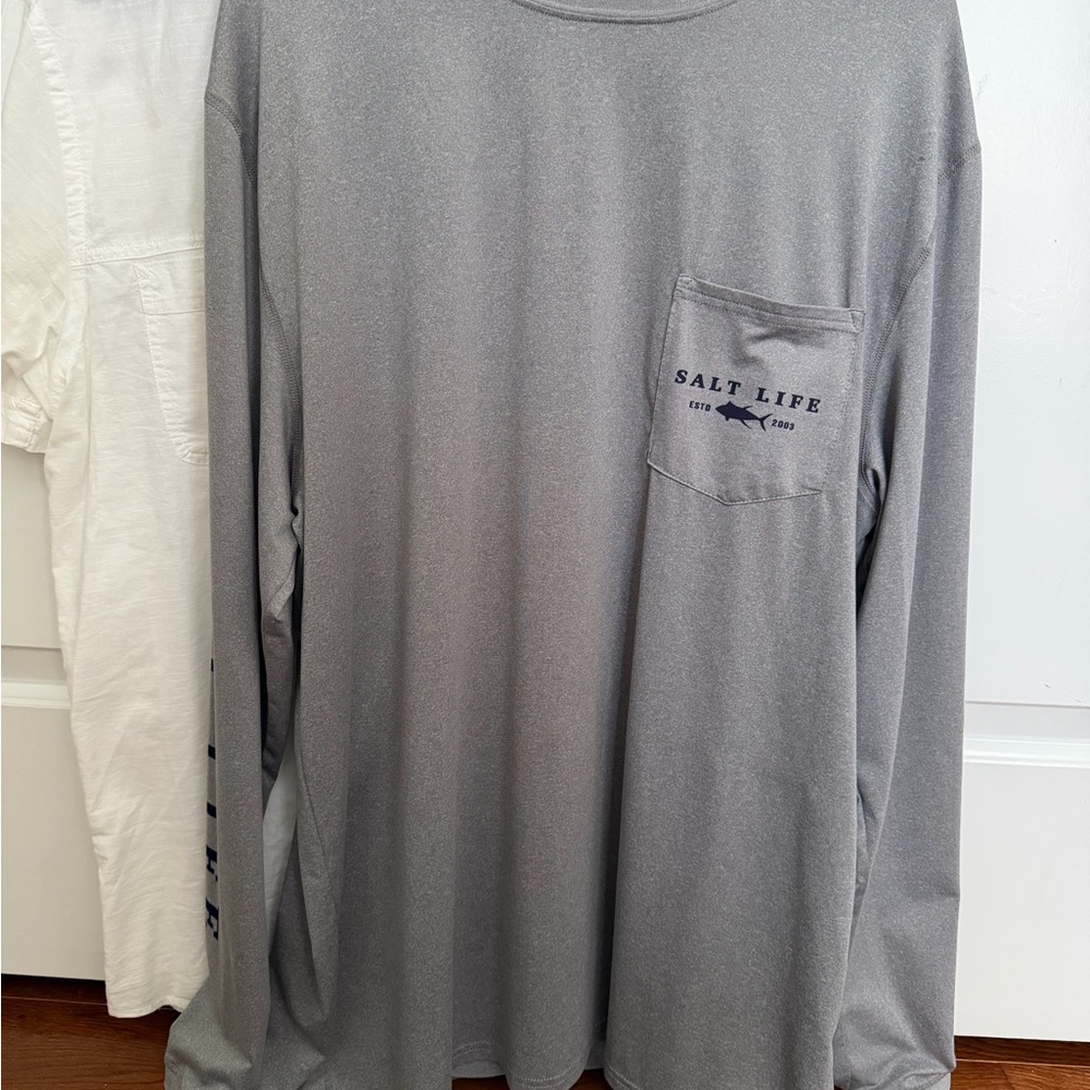 Salt Life Long Sleeve Pocket Tee - Gray